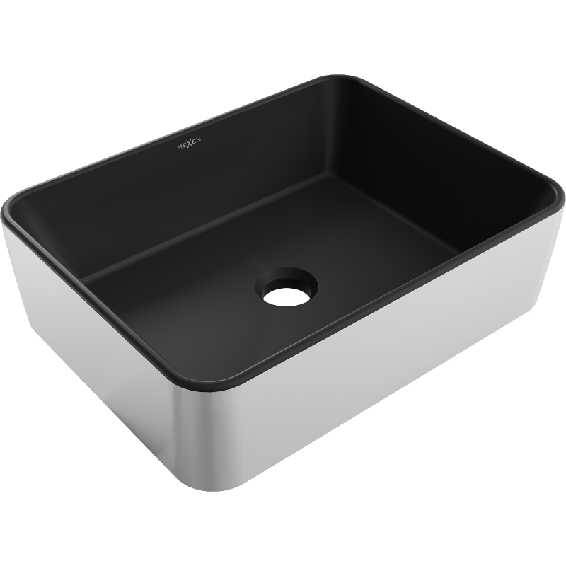 Mexen Catia countertop washbasin 48 x 37 cm, black matt/Silver - 21314874