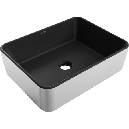Mexen Catia countertop sink 48 x 37 cm, black matte/silver - 21314874