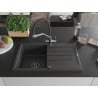 Mexen Bruno granite kitchen sink 1-bowl with drainer and kitchen tap Duo, speckled black - 6513-76-671701-07-B
