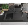 Mexen Bruno granite sink 1-bowl with drainer and Duo kitchen tap, speckled black - 6513-76-671701-70-B