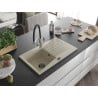 Mexen Cesar granite kitchen sink 1-chamber with drainer and Duo kitchen tap, beige - 6514-69-671701-07-B