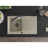 Mexen Cesar one-bowl granite sink with drainer and Duo kitchen tap, beige - 6514-69-671701-07-B