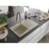 Mexen Cesar 1-bowl granite sink with drainer and Duo kitchen tap, beige - 6514-69-671701-57-G