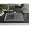 Mexen Cesar 1-bowl granite sink with drainer and Duo kitchen faucet, gray - 6514-71-671701-07-B