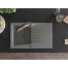 Mexen Cesar granite kitchen sink single-bowl with drainer and Duo kitchen faucet, gray - 6514-71-671701-57-B