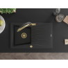 Mexen Cesar 1-bowl granite sink with drainer and Duo kitchen faucet, black/silver metallic - 6514-73-671701-57-G