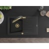 Mexen Cesar granite sink 1-bowl with drainer and Duo kitchen tap, black/silver metallic - 6514-73-671701-57-G