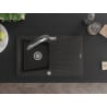 Mexen Cesar 1-bowl Granite Kitchen Sink with Drainer and Duo Kitchen Tap, Black/Gold Metallic - 6514-75-671701-07
