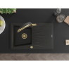 Mexen Cesar granite kitchen sink 1-bowl with drainer and Duo kitchen faucet, black/gold metallic - 6514-75-671701-57-G