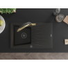 Mexen Cesar 1-bowl granite sink with drainer and Duo kitchen faucet, black/gold metallic - 6514-75-671701-57-B