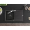 Mexen Cesar granite sink 1-bowl with drainer and Duo kitchen tap, black speckled - 6514-76-671701-07-B