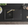 Mexen Cesar granite kitchen sink 1-bowl with drainer and kitchen faucet Duo, black speckled - 6514-76-671701-57-B