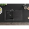 Mexen Cesar 1-bowl granite sink with drainer and Duo kitchen faucet, speckled black - 6514-76-671701-70-B