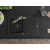 Mexen Cesar granite sink 1-bowl with drainer and Duo kitchen faucet, black - 6514-77-671701-57-B