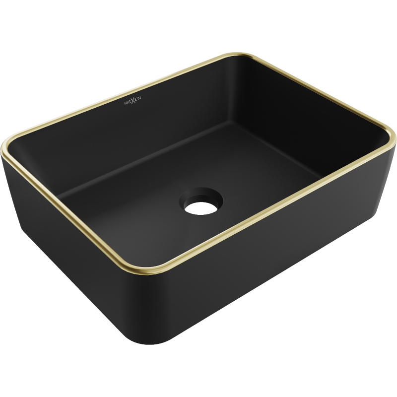 Mexen Catia countertop washbasin 48 x 37 cm, black matt/gold edge trim - 21314875