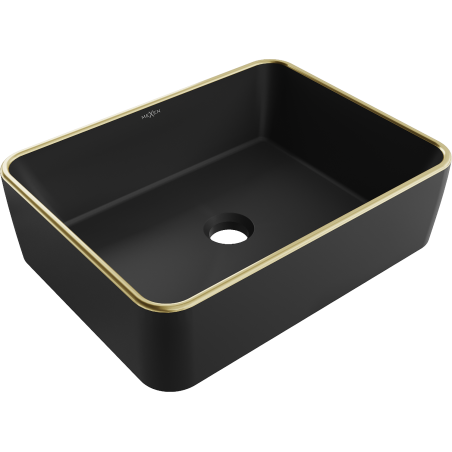 Mexen Catia countertop washbasin 48 x 37 cm, black matt/gold edge trim - 21314875