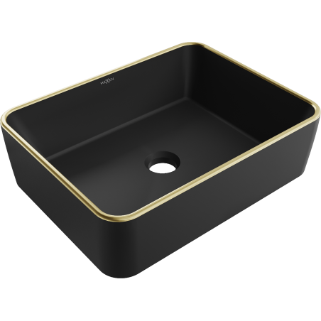 Mexen Catia countertop washbasin 48 x 37 cm, black matte/gold rim - 21314875