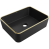 Mexen Catia countertop washbasin 48 x 37 cm, black matt/gold edge trim - 21314875