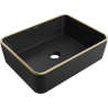Mexen Catia countertop washbasin 48 x 37 cm, black matte/gold rim - 21314875
