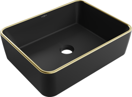 Mexen Catia countertop washbasin 48 x 37 cm, black matt/gold edge trim - 21314875