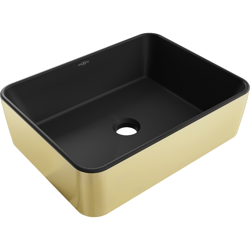 Mexen Catia countertop washbasin 48 x 37 cm, black matte/gold - 21314876