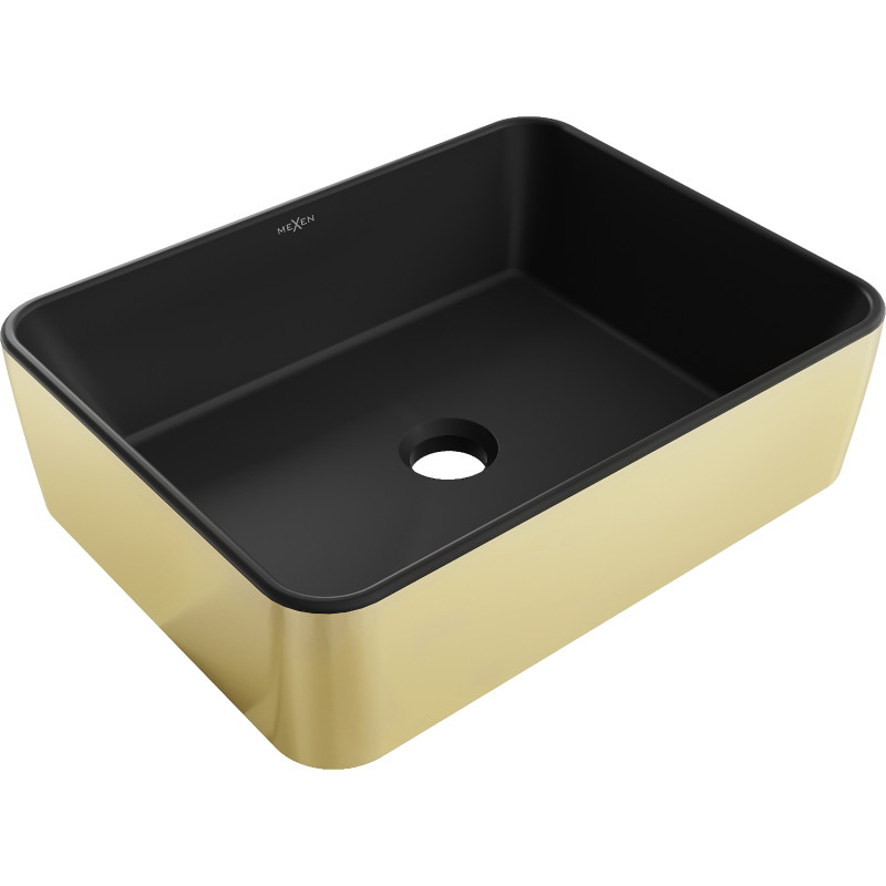 Mexen Catia countertop washbasin 48 x 37 cm, matte black/gold - 21314876