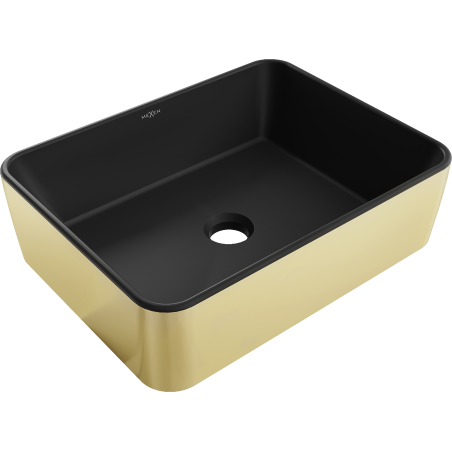 Mexen Catia countertop washbasin 48 x 37 cm, black matte/gold - 21314876
