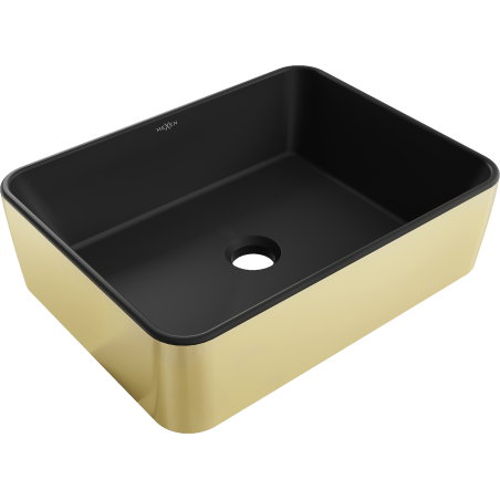 Mexen Catia countertop washbasin 48 x 37 cm, matte black/gold - 21314876