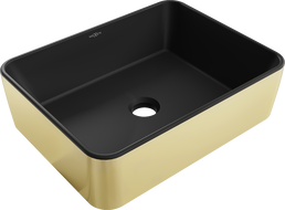Mexen Catia countertop washbasin 48 x 37 cm, black matt/gold - 21314876