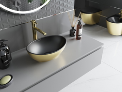 Mexen Elza countertop sink 40 x 33 cm, black matte/gold - 21014026