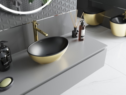 Mexen Elza countertop washbasin 40 x 33 cm, Black matt/gold - 21014026