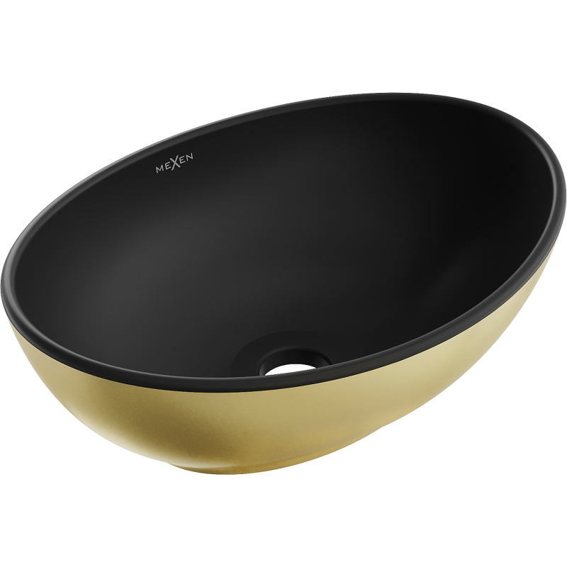 Mexen Elza countertop washbasin 40 x 33 cm, Black matt/gold - 21014026
