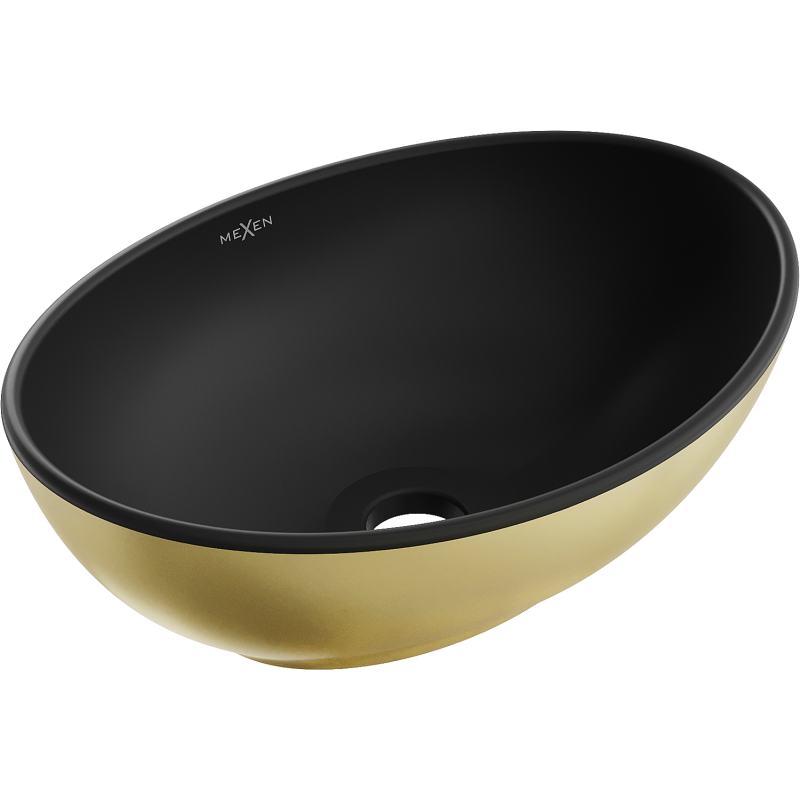 Mexen Elza countertop washbasin 40 x 33 cm, black matte/gold - 21014026