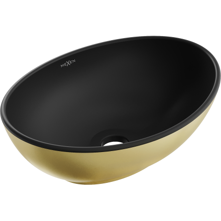 Mexen Elza countertop washbasin 40 x 33 cm, black matte/gold - 21014026