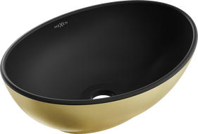 Mexen Elza countertop washbasin 40 x 33 cm, black matte/gold - 21014026