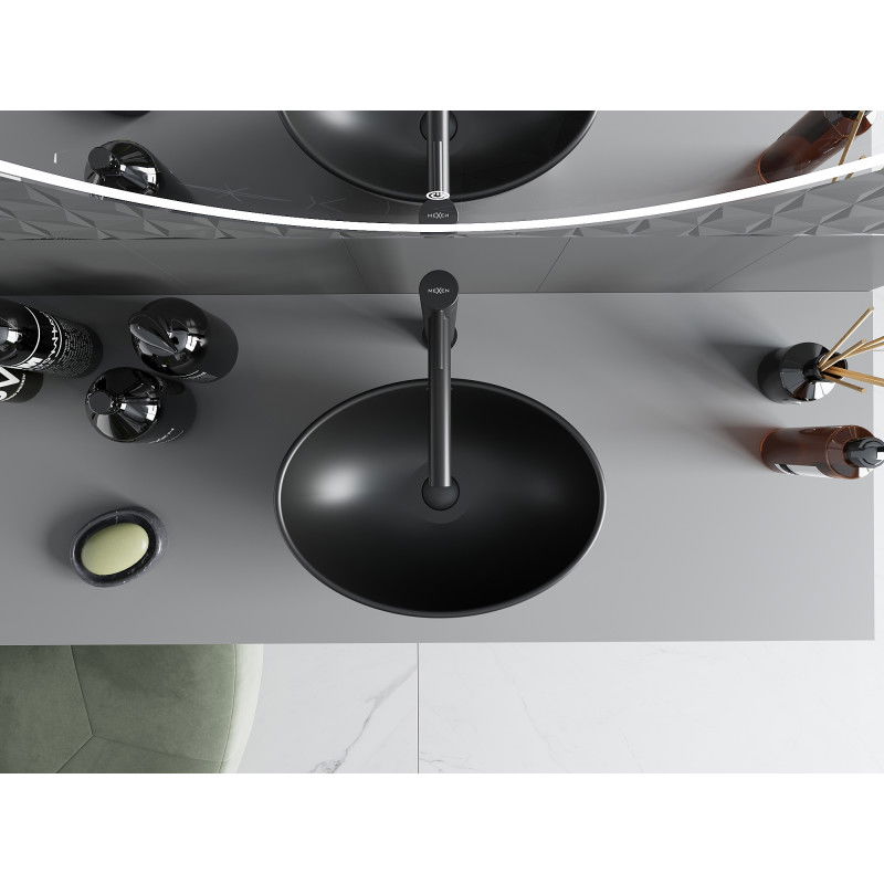 Mexen Elza countertop basin 40 x 33 cm, black matte/silver - 21014024
