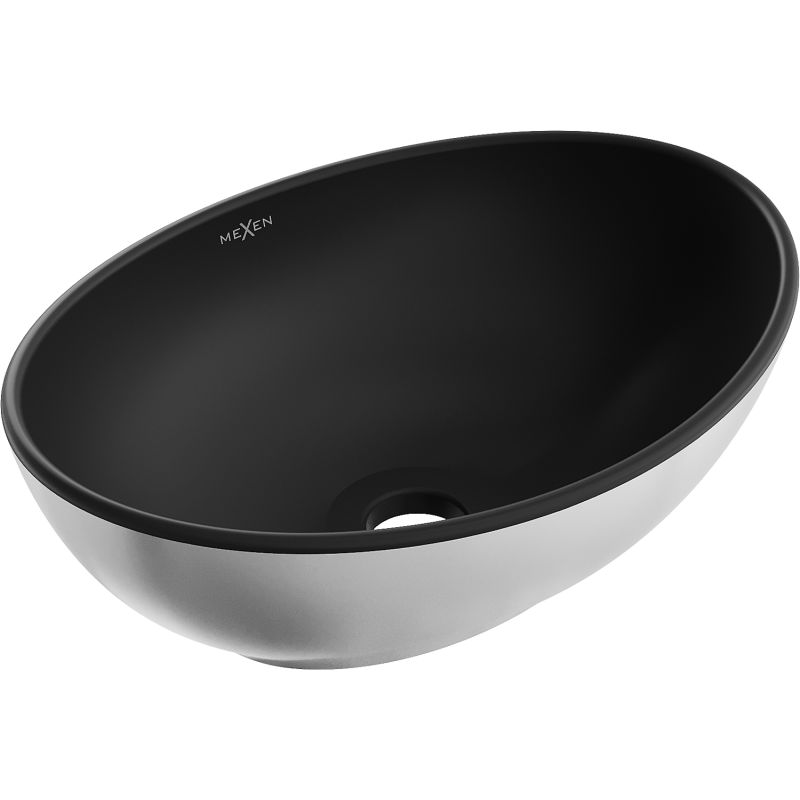 Mexen Elza countertop basin 40 x 33 cm, black matte/silver - 21014024