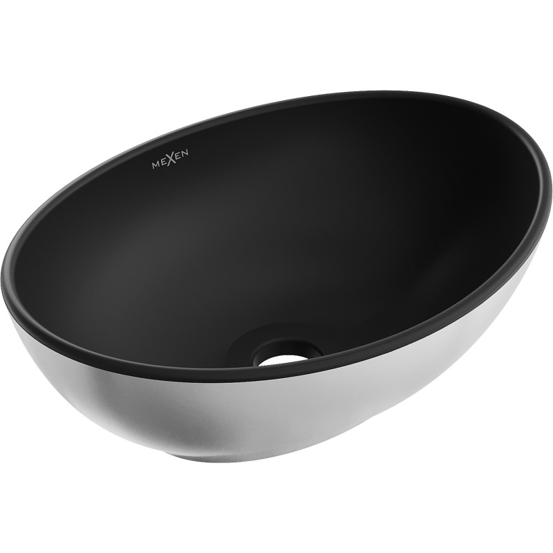 Mexen Elza countertop sink 40 x 33 cm, black matte/silver - 21014024