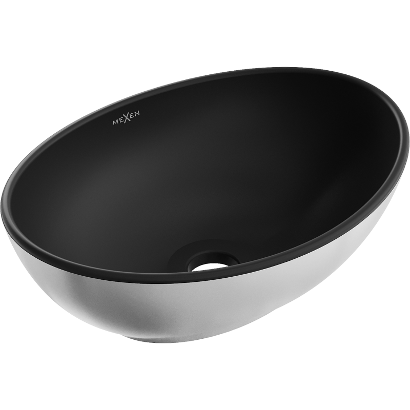 Mexen Elza countertop washbasin 40 x 33 cm, Black matt/Silver - 21014024