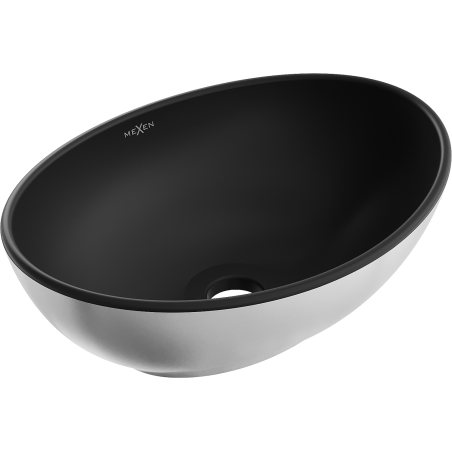 Mexen Elza countertop basin 40 x 33 cm, black matte/silver - 21014024