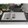 Mexen Andres granite kitchen sink 1.5-bowl with drainer and Duo kitchen faucet, white - 6515-20-671701-07-B