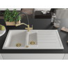Mexen Andres granite sink 1.5-bowl with drainer and kitchen faucet Duo, white - 6515-20-671701-57-G