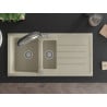 Mexen Andres 1.5-bowl granite sink with drainer and Duo kitchen tap, beige - 6515-69-671701-07