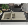 Mexen Andres 1.5-bowl granite kitchen sink with drainer and Duo kitchen faucet, beige - 6515-69-671701-07-B