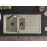 Mexen Andres 1.5-bowl granite kitchen sink with drainer and Duo kitchen faucet, beige - 6515-69-671701-07-B