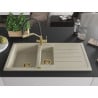 Mexen Andres 1.5-bowl granite sink with drainer and Duo kitchen tap, beige - 6515-69-671701-57-G