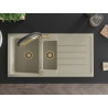 Mexen Andres granite sink 1.5-bowl with drainer and Duo kitchen faucet, beige - 6515-69-671701-57-G