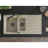 Mexen Andres granite sink 1.5-bowl with drainer and Duo kitchen faucet, beige - 6515-69-671701-57-B