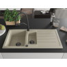 Mexen Andres granite sink 1.5-bowl with drainer and kitchen faucet Duo, beige - 6515-69-671701-70-B