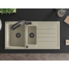 Mexen Andres granite sink 1.5-bowl with drainer and kitchen faucet Duo, beige - 6515-69-671701-70-B